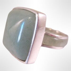 Vintage Suzanne Somers Natural Green Jadeite Sterling Silver Ring Sz 6